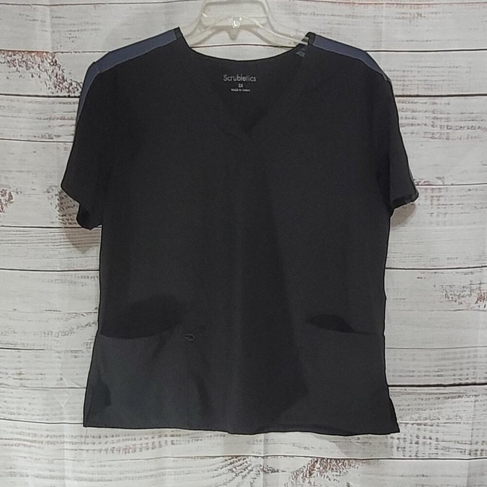 Scrubletics 2X Black Women's Scrub Top #medicalscrubs